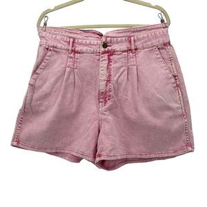 Faherty Rikki Organic Cotton Pink Acid Washed High Waisted Mom Shorts Womens XL
